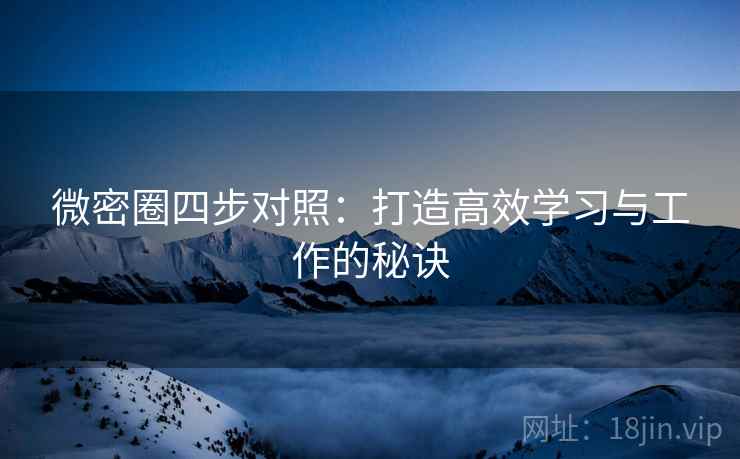 微密圈四步对照：打造高效学习与工作的秘诀